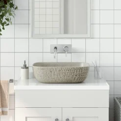vidaXL Opzetwasbak rechthoekig 48x37,5x13,5 cm keramiek grijs