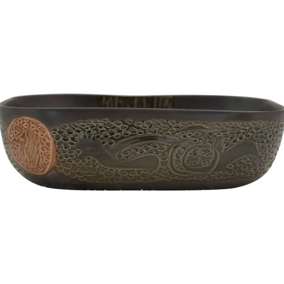 vidaXL Opzetwasbak rechthoekig 48x37,5x13,5 cm keramiek zwart