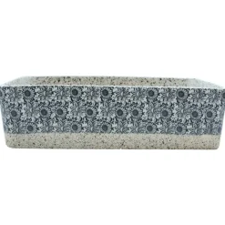 vidaXL Opzetwasbak rechthoekig 46x35,5x13 cm keramiek grijs en blauw