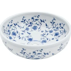 vidaXL Opzetwasbak rond Φ41x14 cm keramiek wit en blauw