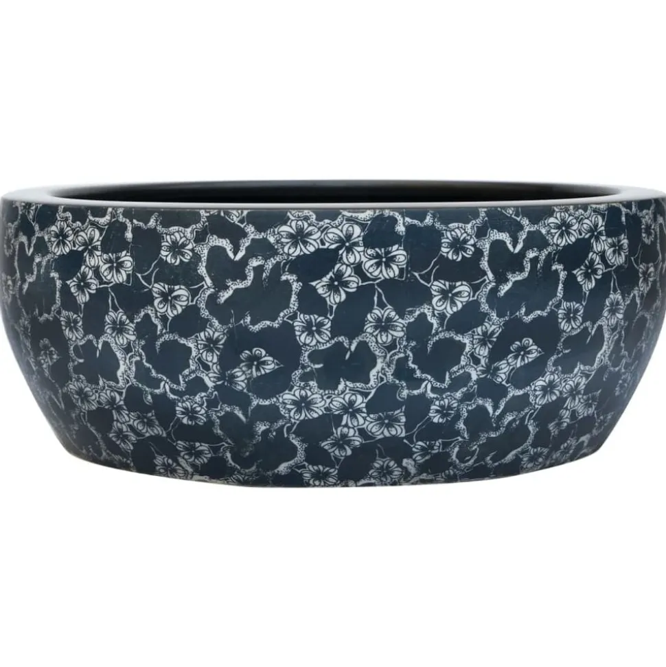 vidaXL Opzetwasbak rond Φ41x14 cm keramiek zwart en blauw