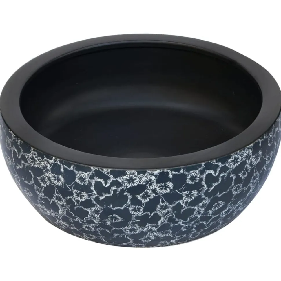 vidaXL Opzetwasbak rond Φ41x14 cm keramiek zwart en blauw