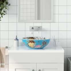 vidaXL Opzetwasbak rond Φ41x14 cm keramiek meerkleurig
