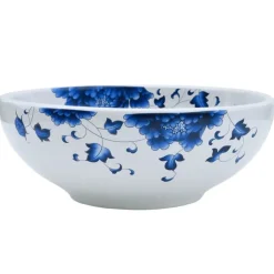 vidaXL Opzetwasbak rond Φ41x14 cm keramiek wit en blauw