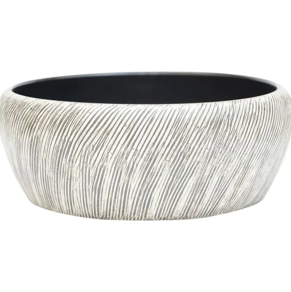vidaXL Opzetwasbak rond Φ41x14 cm keramiek zwart en grijs