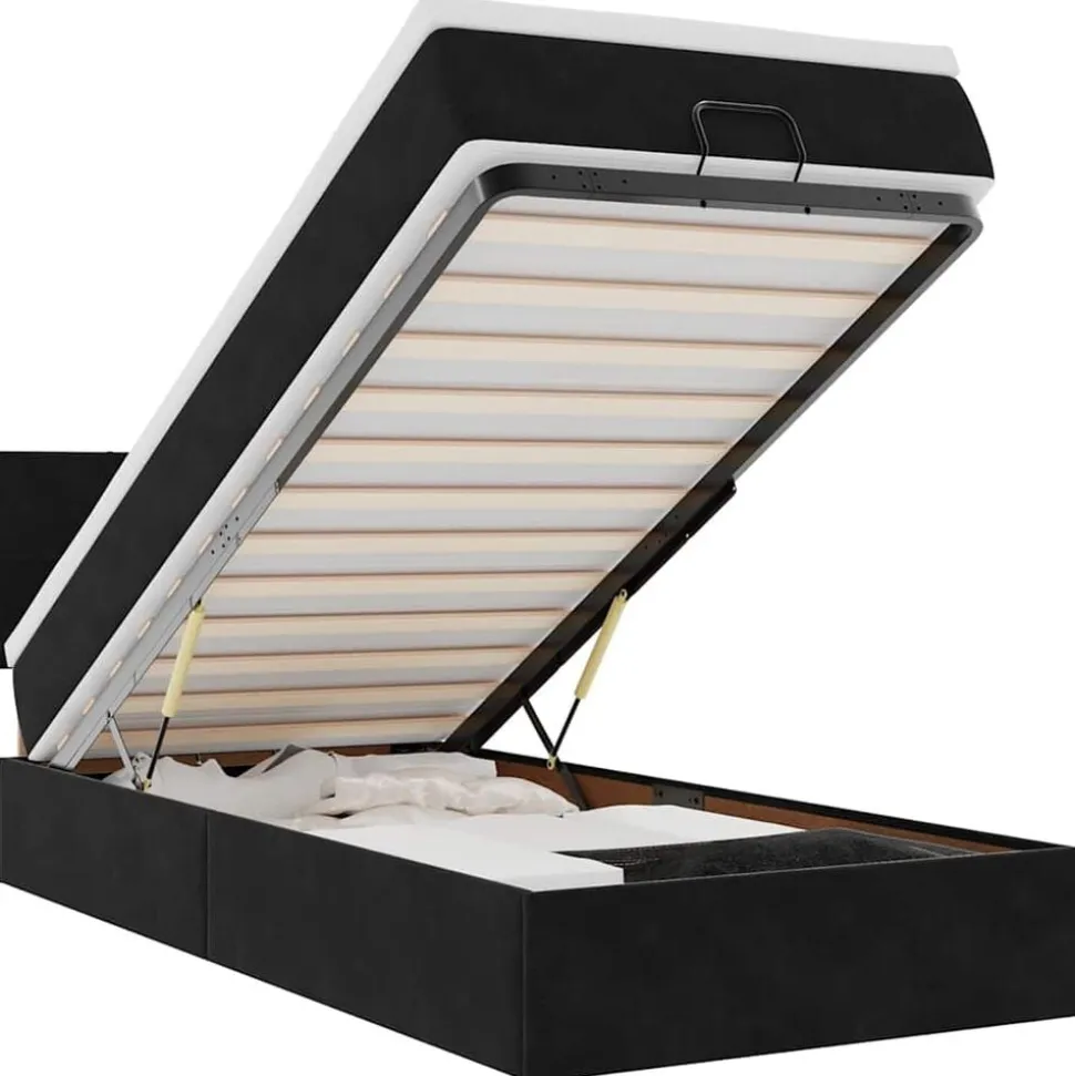 vidaXL Ottoman bed met matras 80x200cm fluweel zwart