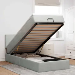 vidaXL Ottoman bed met matras 80x200cm fluweel lichtgrijs