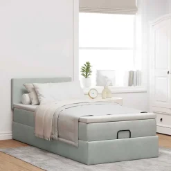 vidaXL Ottoman bed met matras 80x200cm fluweel lichtgrijs
