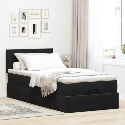 vidaXL Ottoman bed met matras 80x200cm fluweel zwart