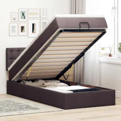 vidaXL Ottoman bed met matras en LED's 80x200cm stof donkerbruin
