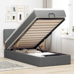 vidaXL Ottoman bed met matras 80x200cm stof donkergrijs