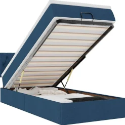 vidaXL Ottoman bed met matras en LED's 80x200cm stof blauw