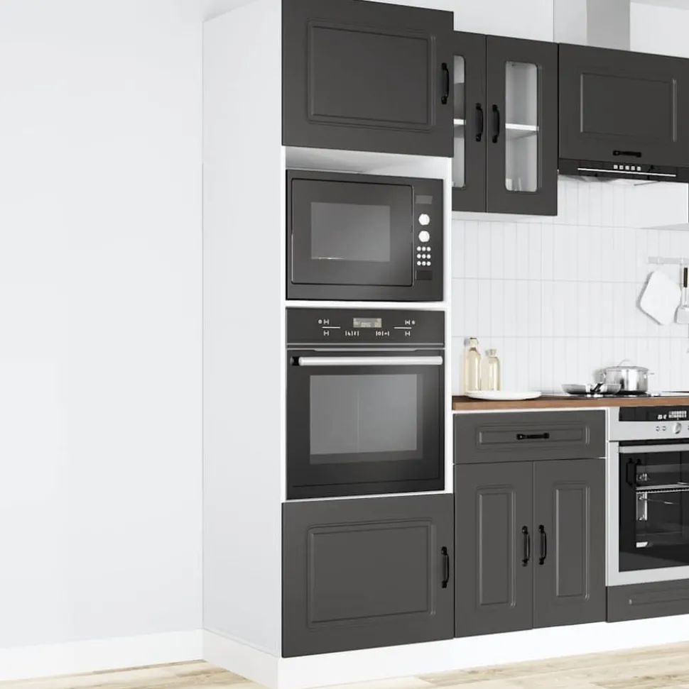 vidaXL Ovenkasten 2 st Kalmar bewerkt hout zwart