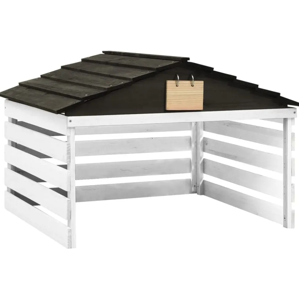vidaXL Overkapping voor grasmaaier 78x74x54 cm vurenhout zwart en wit