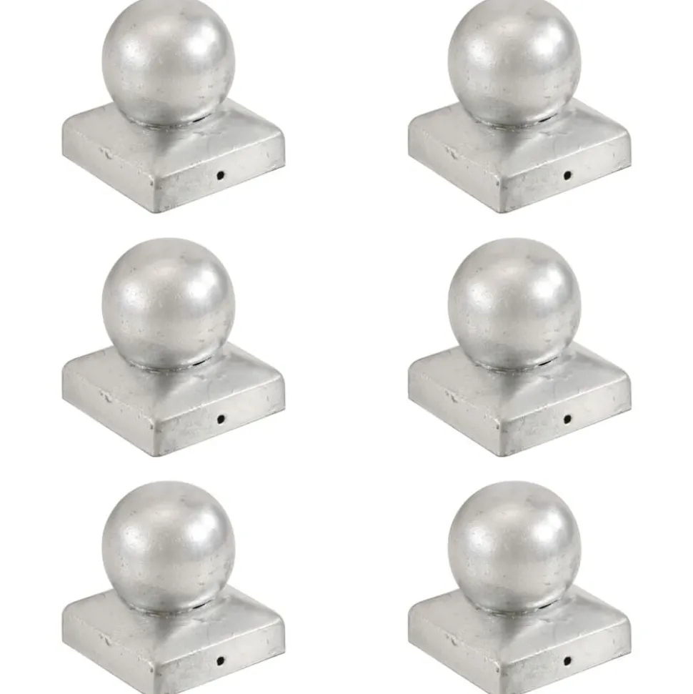 vidaXL Paalkappen 6 st bol 71x71 mm gegalvaniseerd metaal