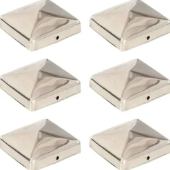 vidaXL Paalkappen 6 st piramide 71x71 mm roestvrij staal