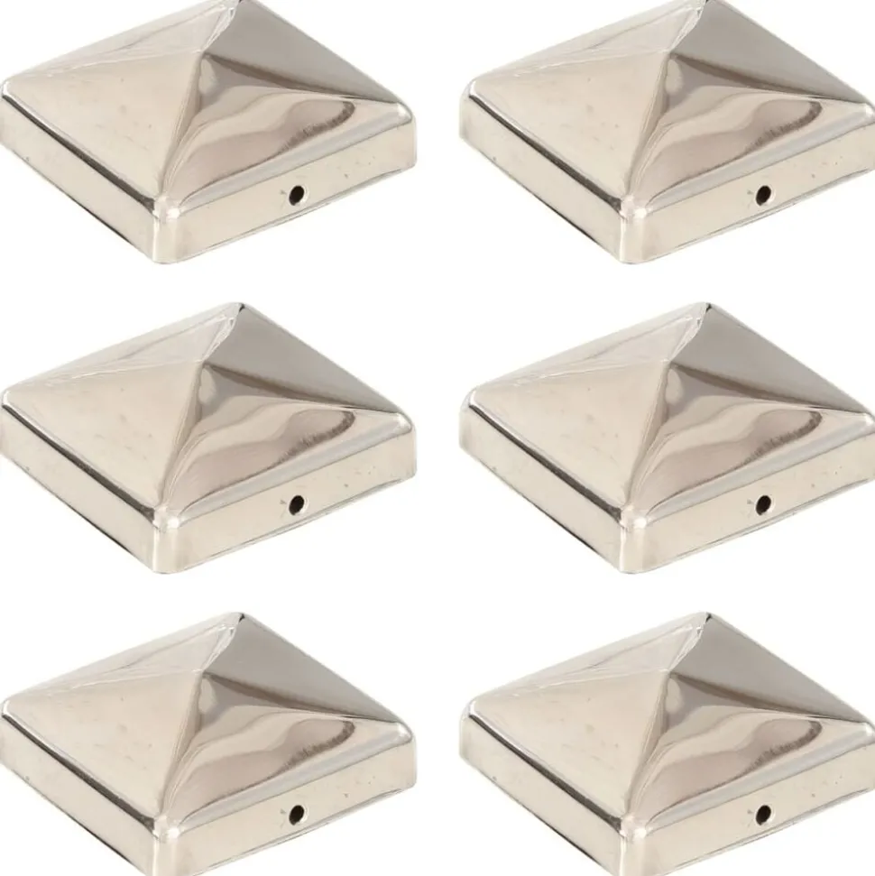 vidaXL Paalkappen 6 st piramide 71x71 mm roestvrij staal