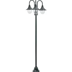 vidaXL Paalverlichting tuin E27 220 cm aluminium donkergroen 3-delig
