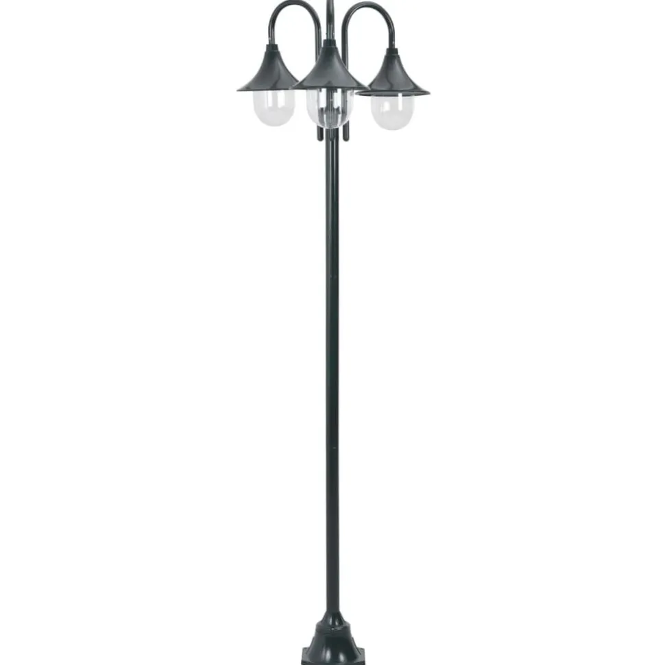 vidaXL Paalverlichting tuin E27 220 cm aluminium donkergroen 3-delig