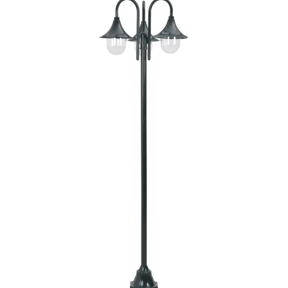 vidaXL Paalverlichting tuin E27 220 cm aluminium donkergroen 3-delig