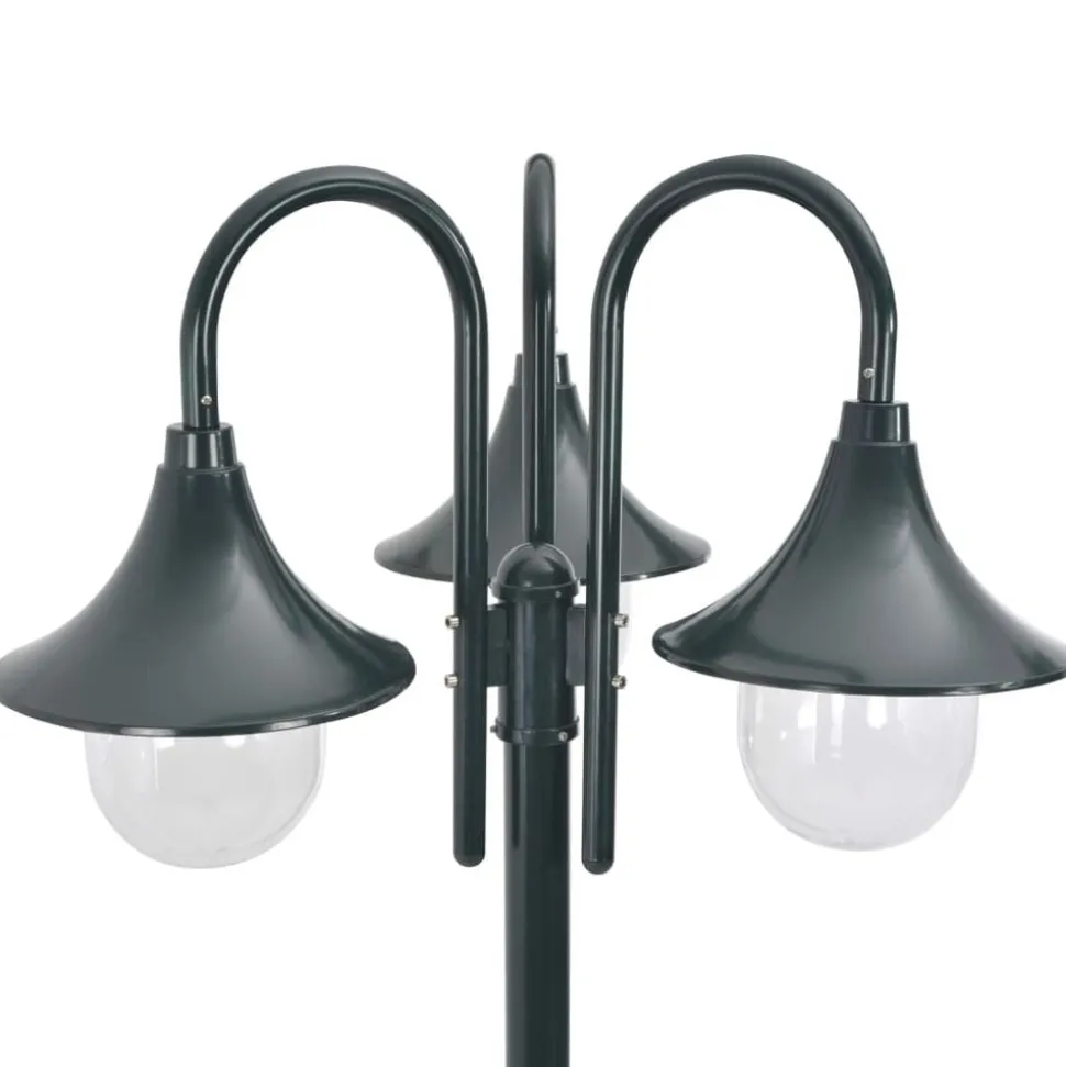 vidaXL Paalverlichting tuin E27 220 cm aluminium donkergroen 3-delig