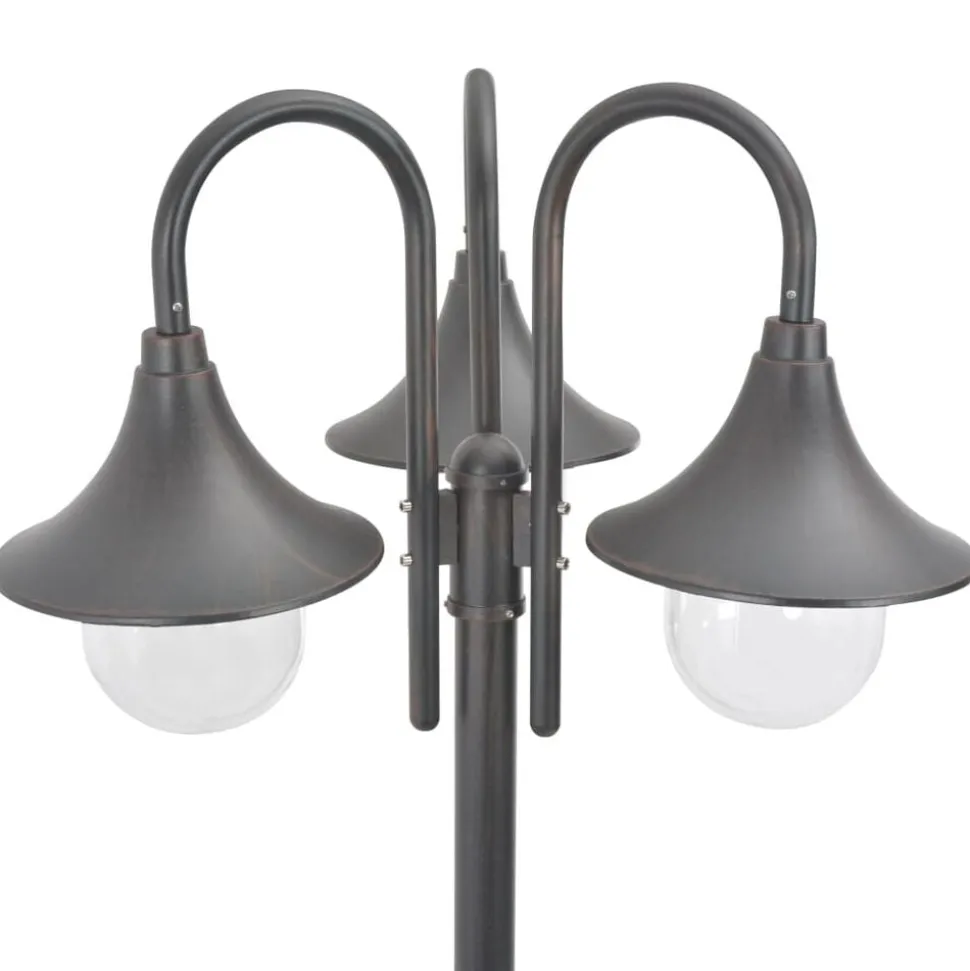 vidaXL Paalverlichting tuin E27 220 cm aluminium brons 3-delig