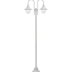 vidaXL Paalverlichting tuin E27 220 cm aluminium wit 2-delig