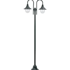 vidaXL Paalverlichting tuin E27 220 cm aluminium donkergroen 2-delig