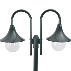vidaXL Paalverlichting tuin E27 220 cm aluminium donkergroen 2-delig
