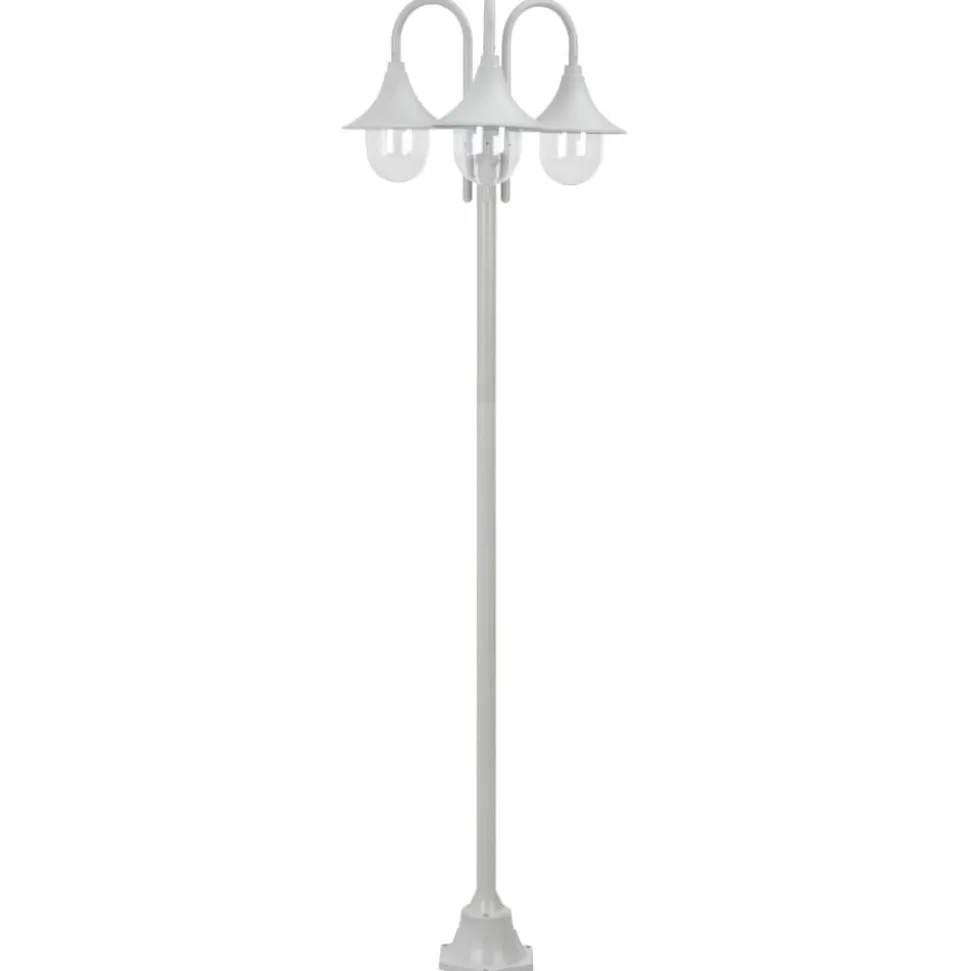 vidaXL Paalverlichting tuin E27 220 cm aluminium wit 3-delig