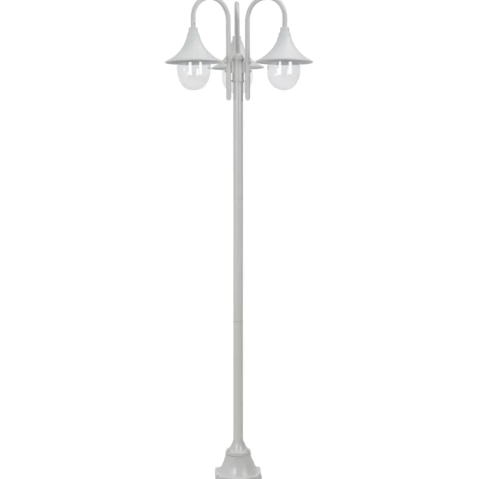 vidaXL Paalverlichting tuin E27 220 cm aluminium wit 3-delig