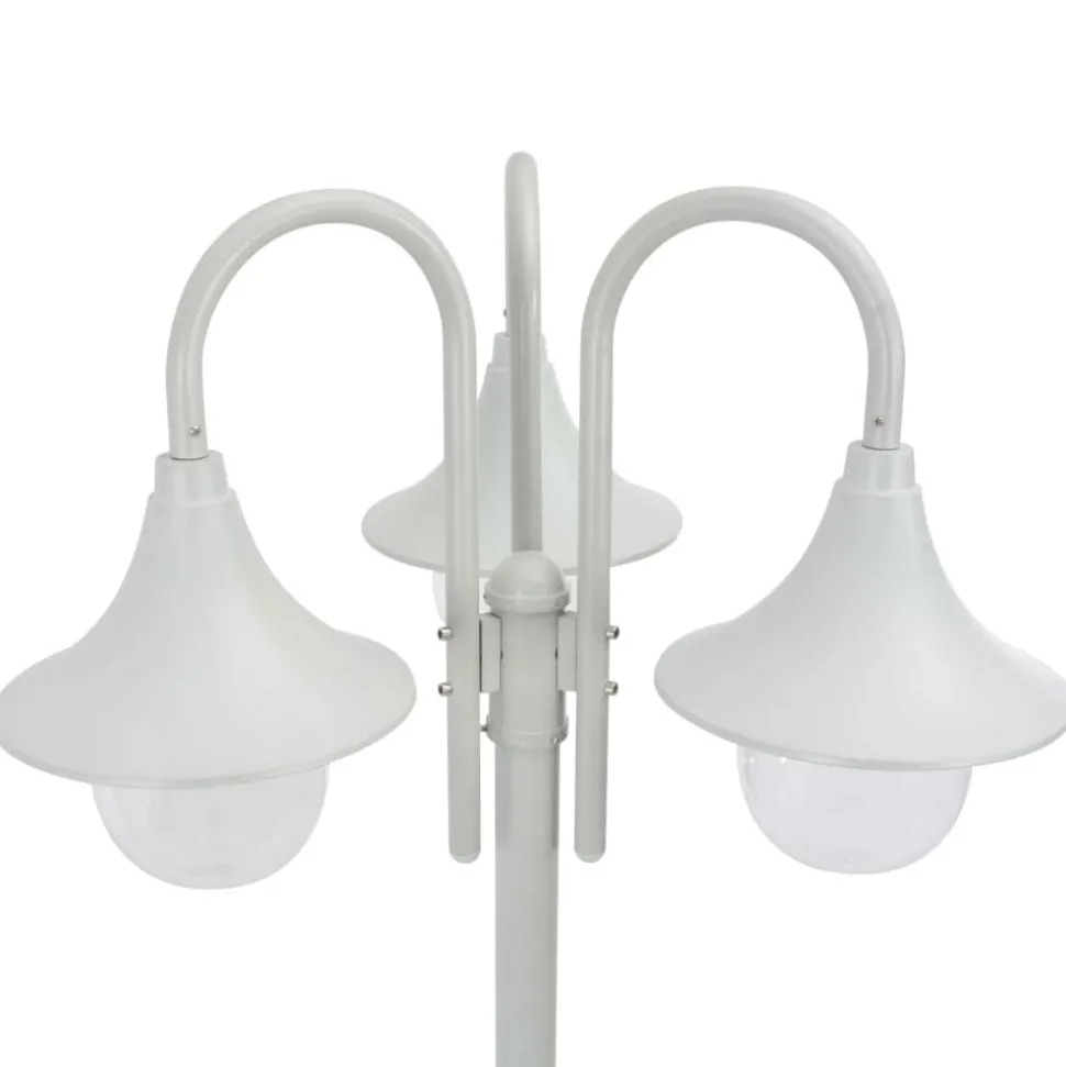 vidaXL Paalverlichting tuin E27 220 cm aluminium wit 3-delig