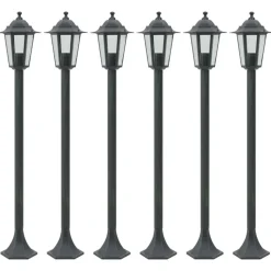 vidaXL Paalverlichting voor tuin E27 110 cm aluminium donkergroen 6 st