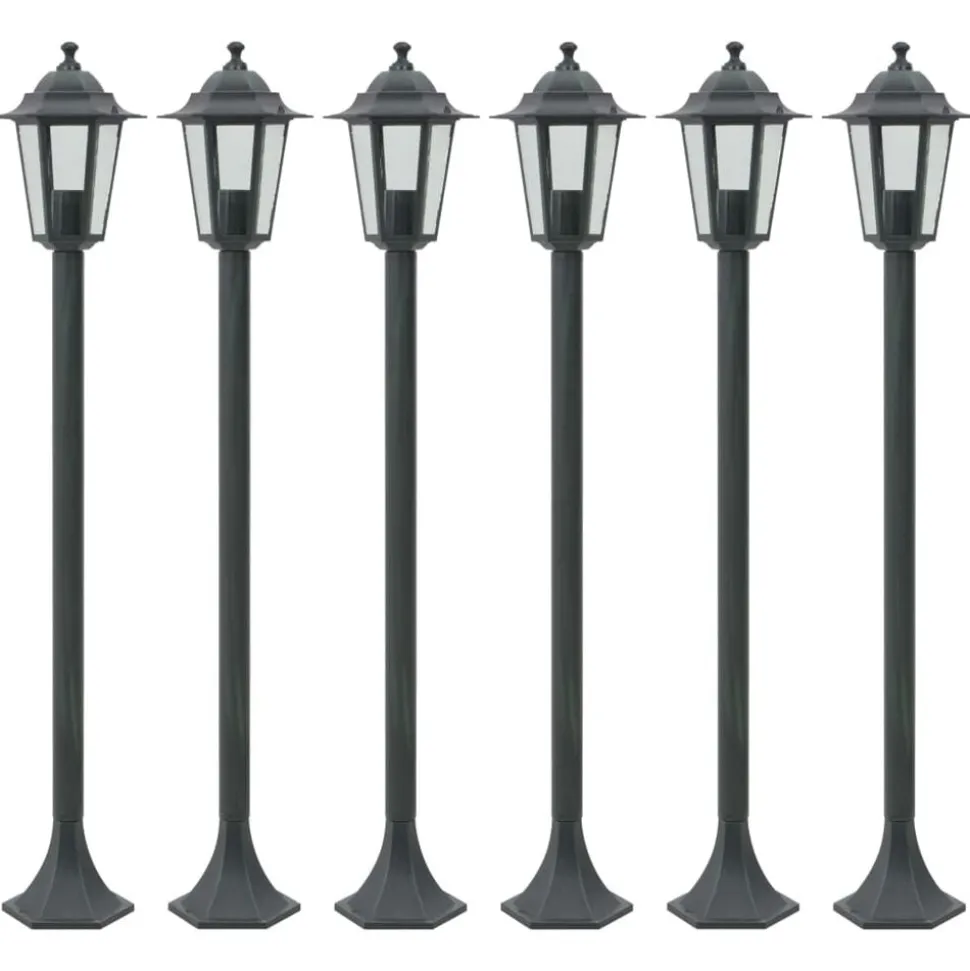 vidaXL Paalverlichting voor tuin E27 110 cm aluminium donkergroen 6 st