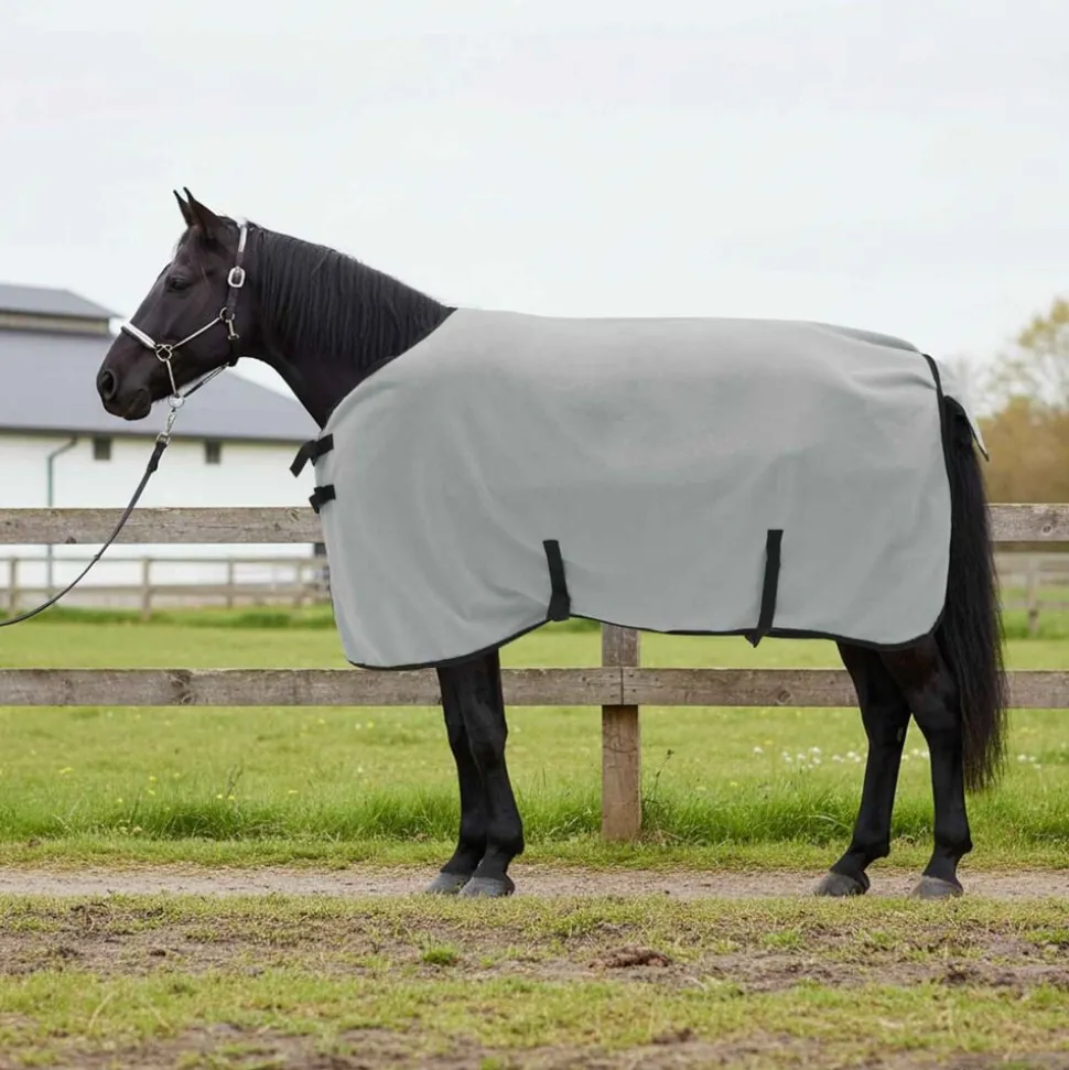vidaXL Paardendeken Volledig Lichtgrijs en Roze 75 cm Polyester