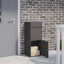 vidaXL Pakket inwerp box met opslag Zwart 41 x 38 x 103 cm Staal