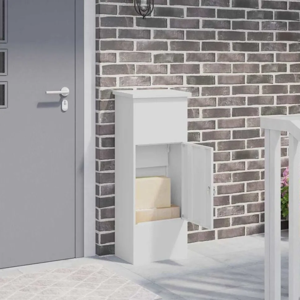 vidaXL Pakket inwerp box met opslag Wit 44,5 x 29 x 110,5 cm Staal