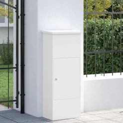 vidaXL Pakket inwerp box met opslag Wit 44,5 x 29 x 110,5 cm Staal