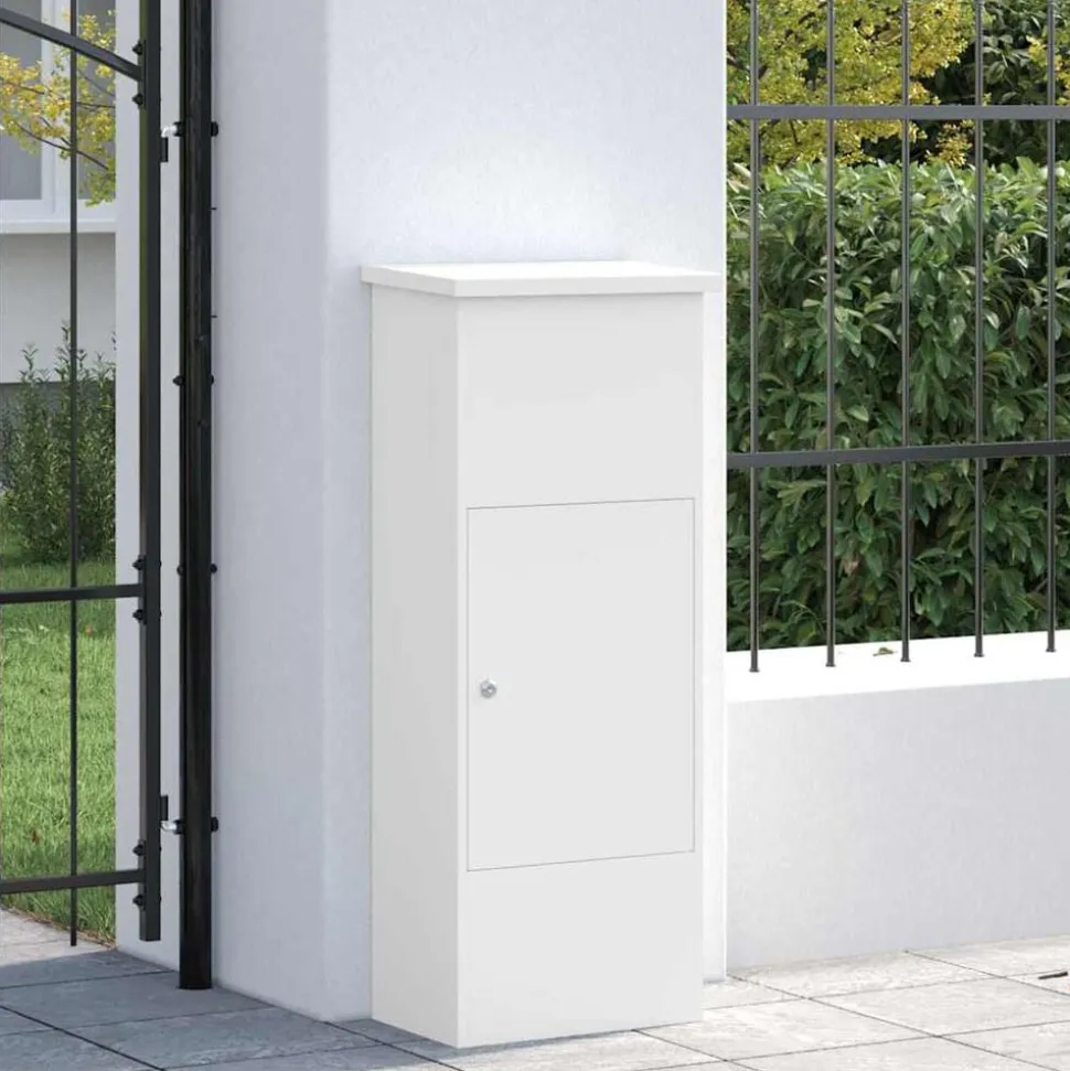vidaXL Pakket inwerp box met opslag Wit 44,5 x 29 x 110,5 cm Staal