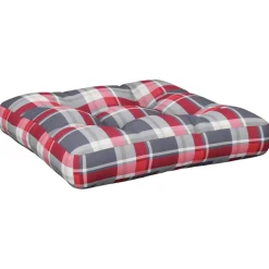 vidaXL Palletkussen 50x50x12 cm stof ruitpatroon rood