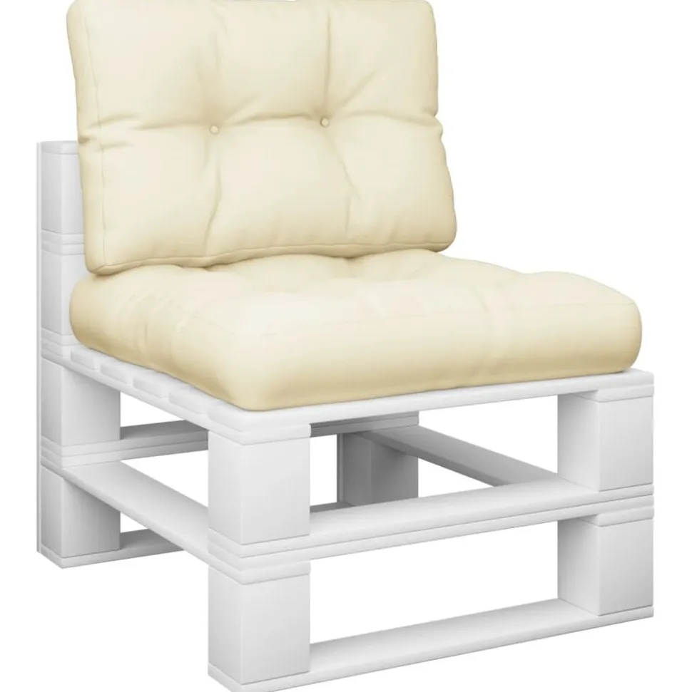 vidaXL Palletkussens 2 st stof crèmekleurig