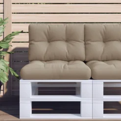vidaXL Palletkussens 2 st stof taupe