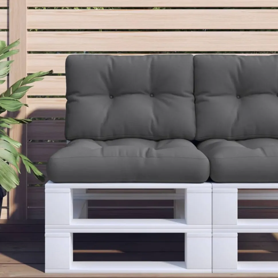 vidaXL Palletkussens 2 st stof antracietkleurig