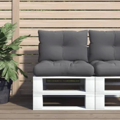 vidaXL Palletkussens 2 st stof antracietkleurig
