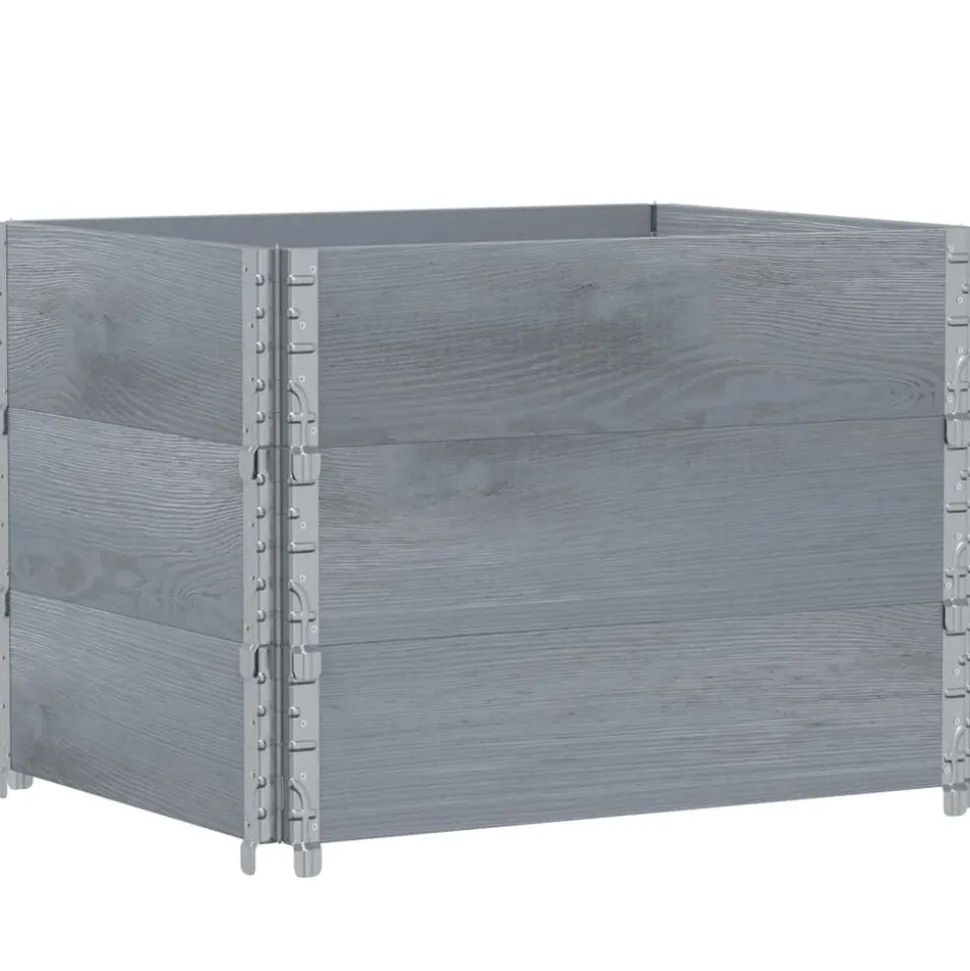vidaXL Palletopzetranden 3 st 80x60 cm massief grenenhout grijs