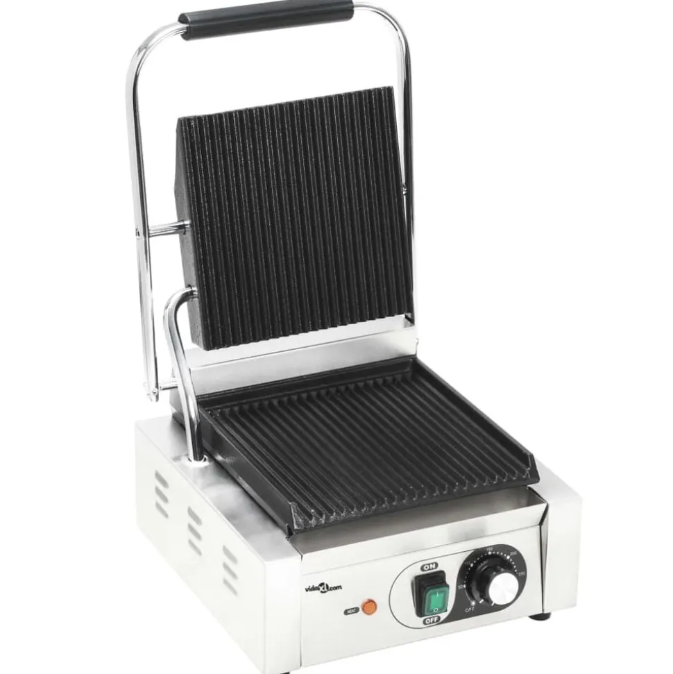 vidaXL Panini grill gegroefd 1800 W 31x30,5x20 cm roestvrij staal