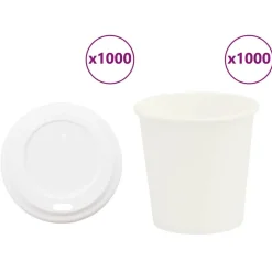 vidaXL Papieren koffiekopjes met deksel 1000 st 4oz 100 ml