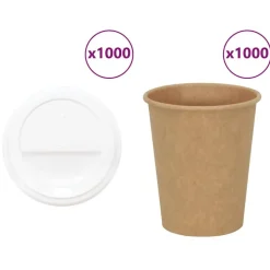 vidaXL Papieren koffiekopjes met deksel 1000 st 8oz 200 ml