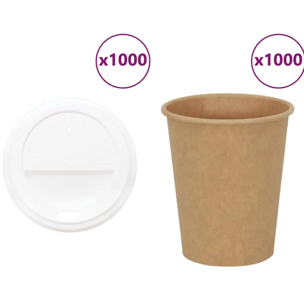 vidaXL Papieren koffiekopjes met deksel 1000 st 8oz 200 ml