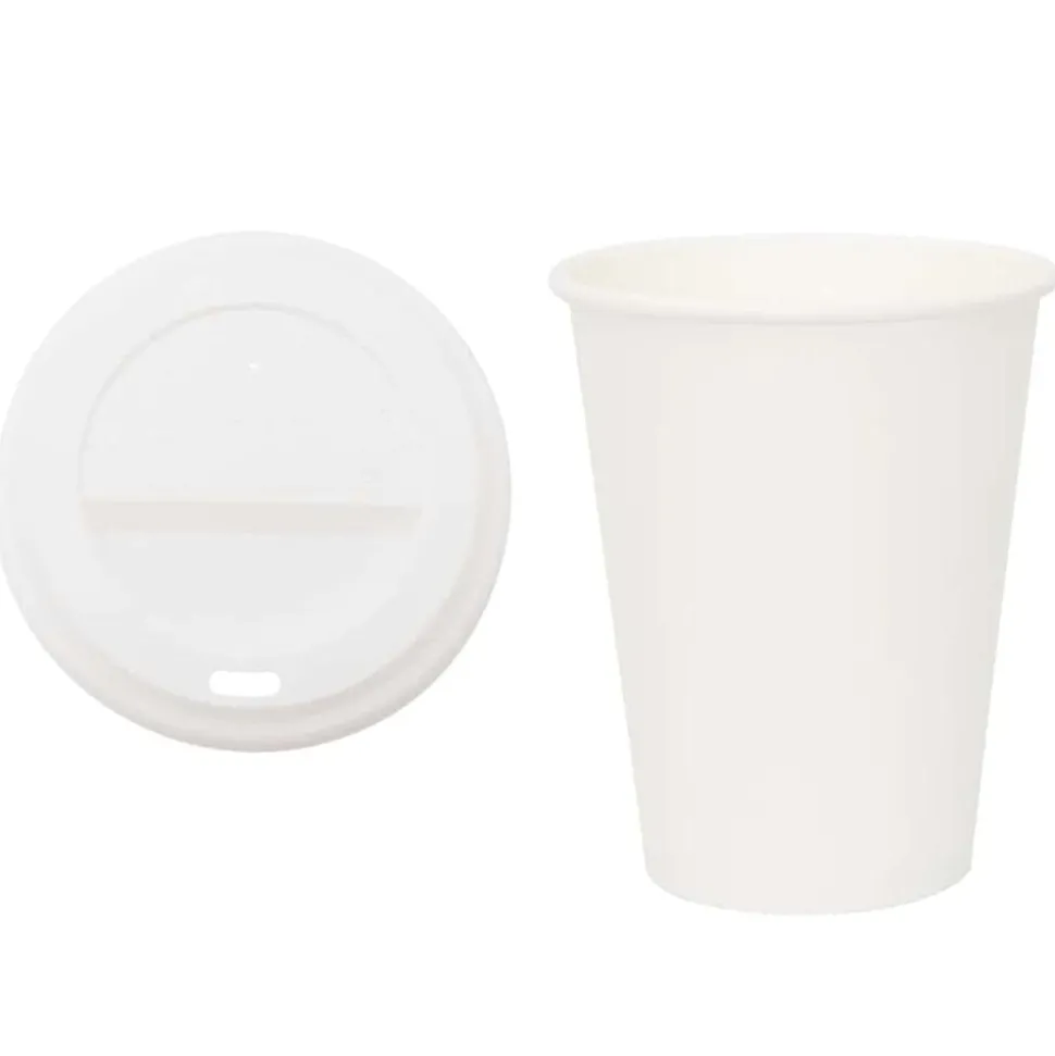vidaXL Papieren koffiekopjes met deksel 1000 st 12oz 300 ml